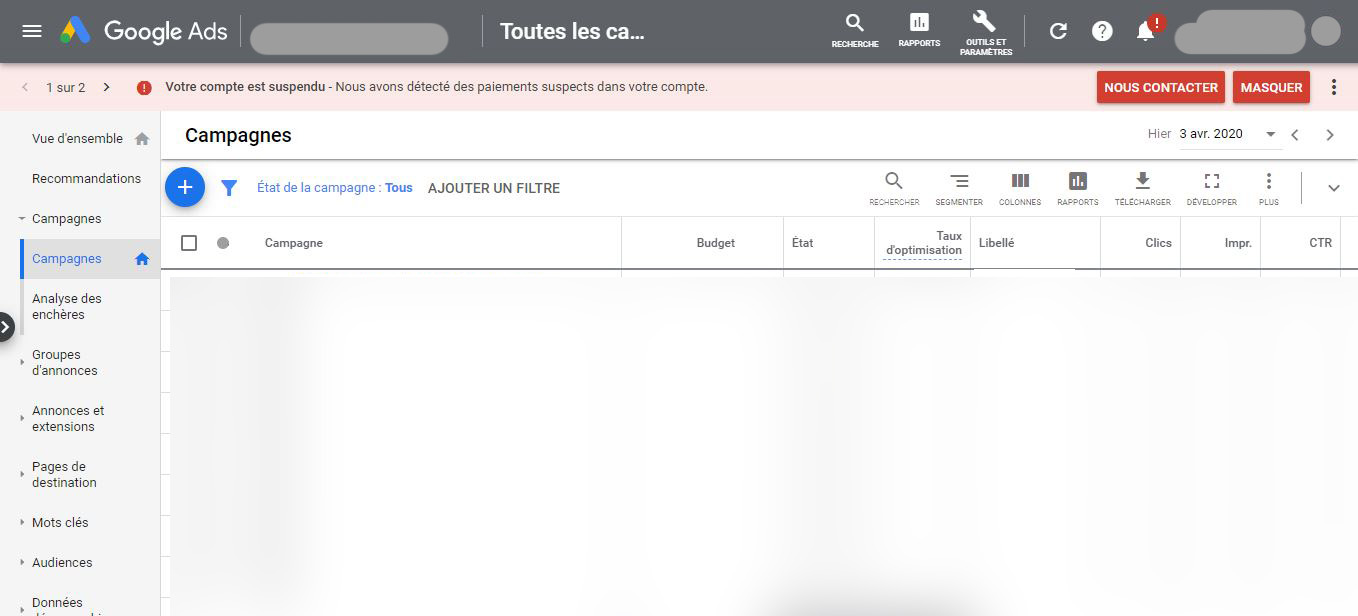 Votre compte est suspendu Nous avons détecté des paiements suspects dans votre compte